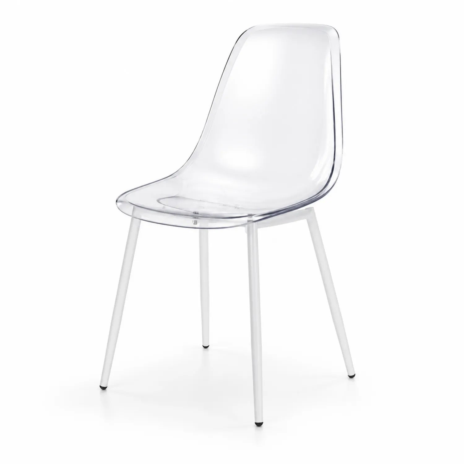 Chaise en acrylique transparent avec pieds en métal