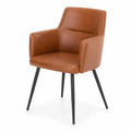 Chaise en cuir synthétique avec accoudoirs - Marron