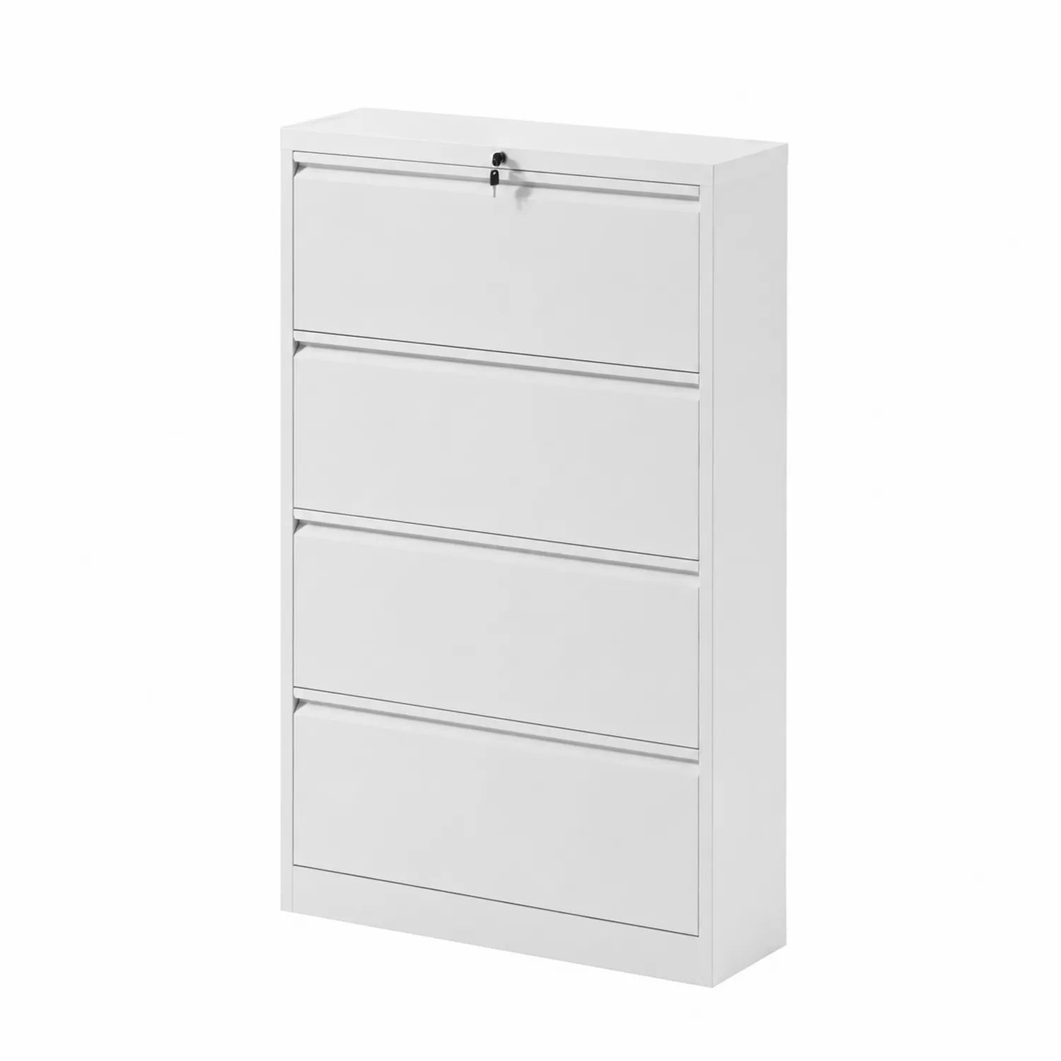 Armoire à dossiers en métal blanc avec serrure, 4 tiroirs