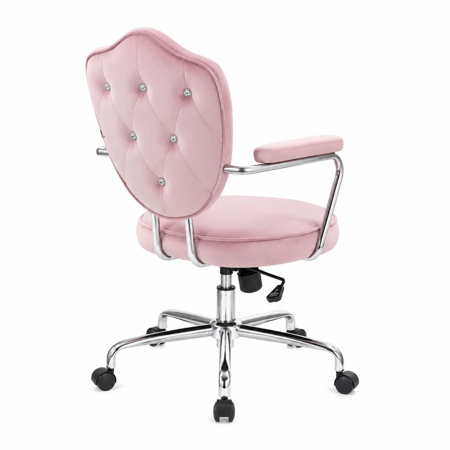 Chaise de bureau en velours avec structure en métal et roulettes