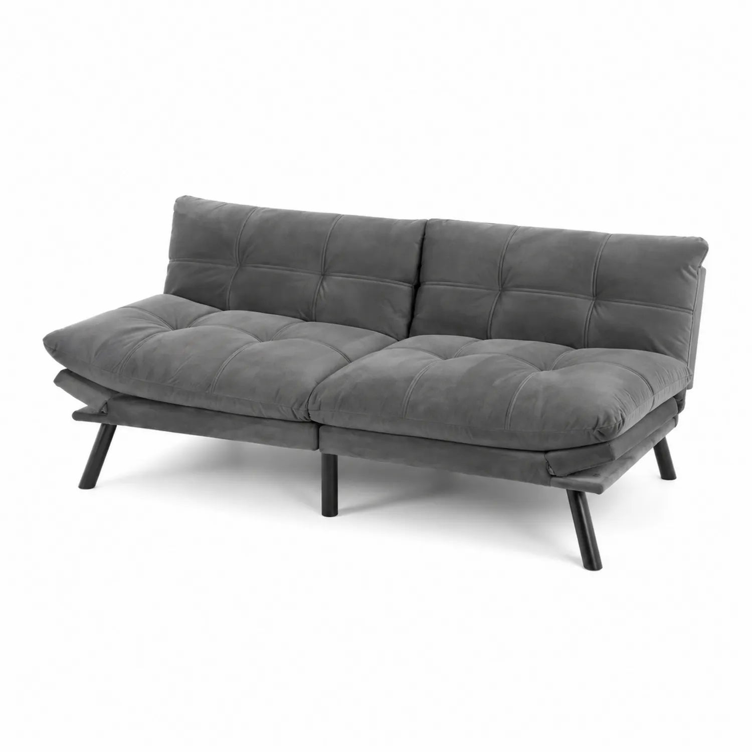 Canapé clic-clac 3 places en tissu polyester et métal Gris