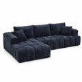 Canapé d'angle en tissu bleu foncé