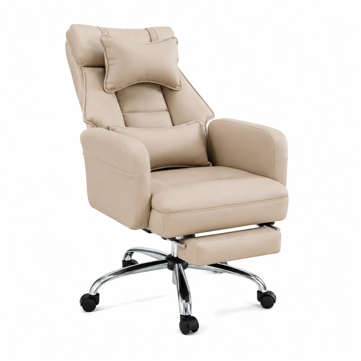 Chaise de bureau en cuir synthétique beige