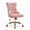 Chaise de bureau en velours avec base en métal doré