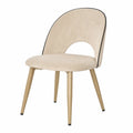 Chaise en tissu beige avec pieds en acier doré