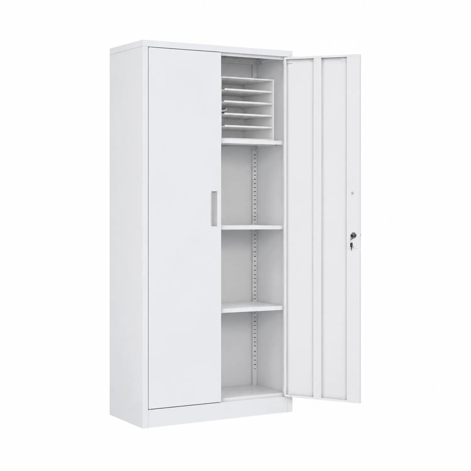 Armoire en métal blanc avec portes verrouillables 180x90x40cm