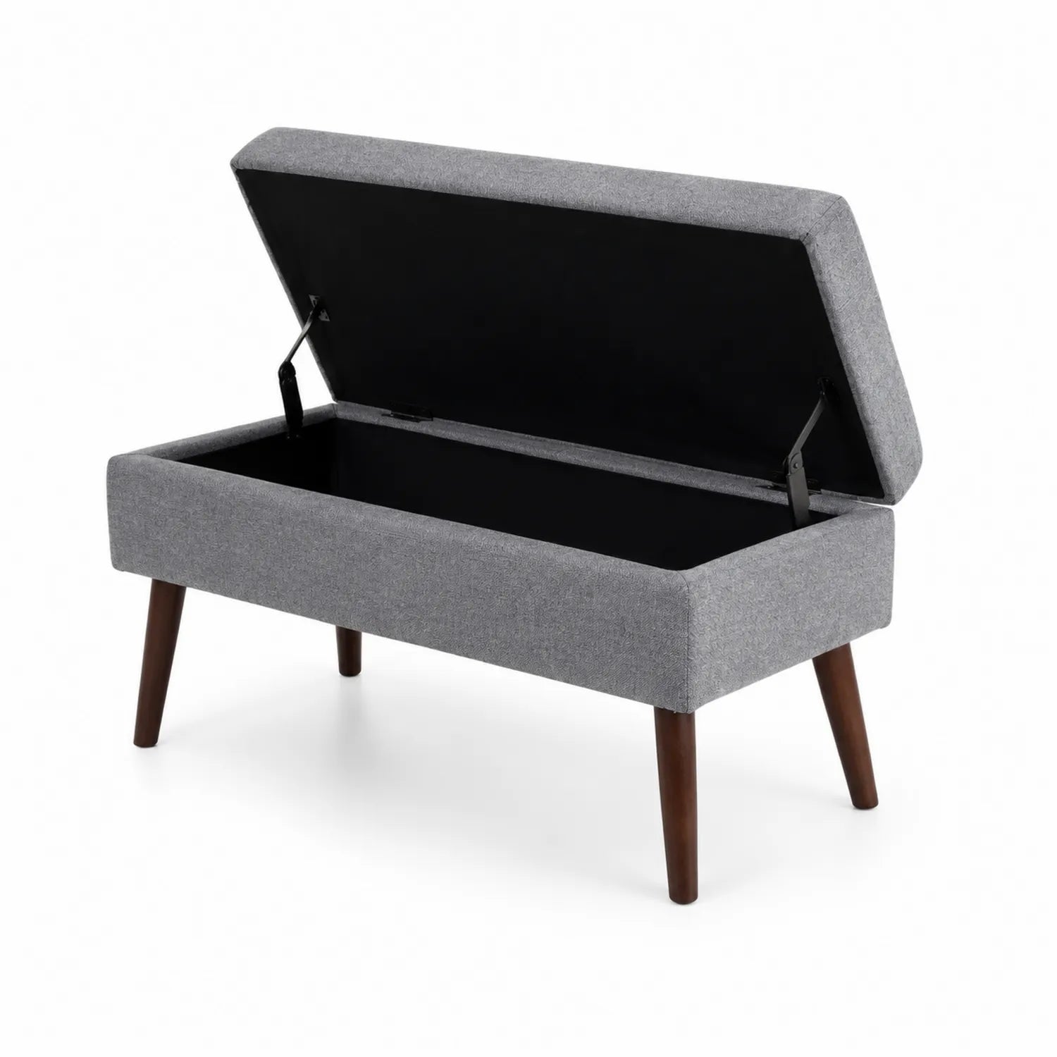 Banc de rangement en tissu avec pieds en bois