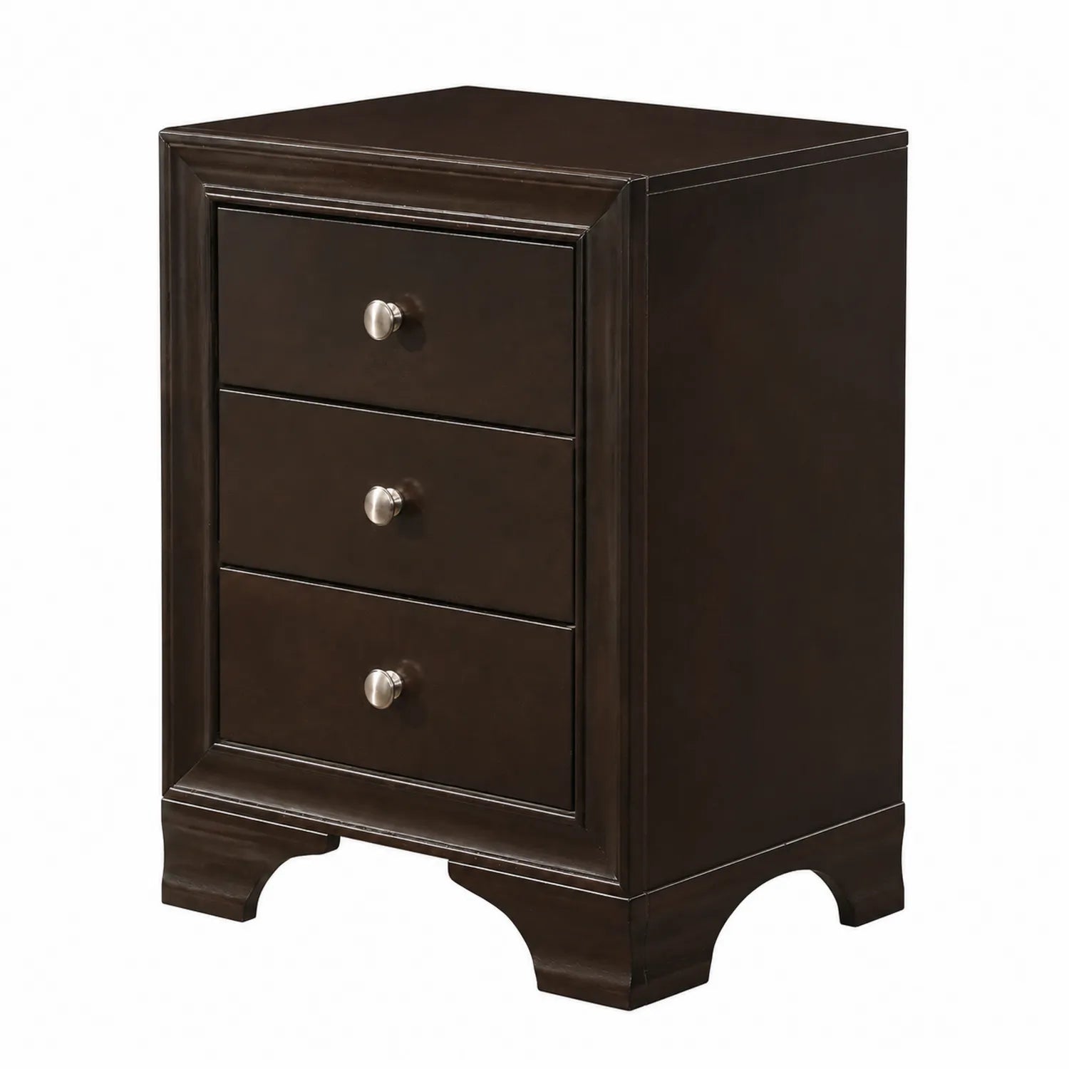 Table de chevet en bois 3 tiroirs Marron