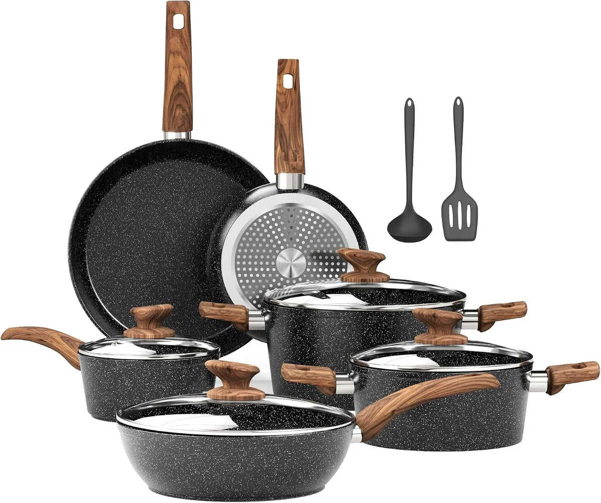 Batterie, batterie de casseroles et poêles, 12 Pièces, Cuisine Induction 12 Pièces Antiadhésiv