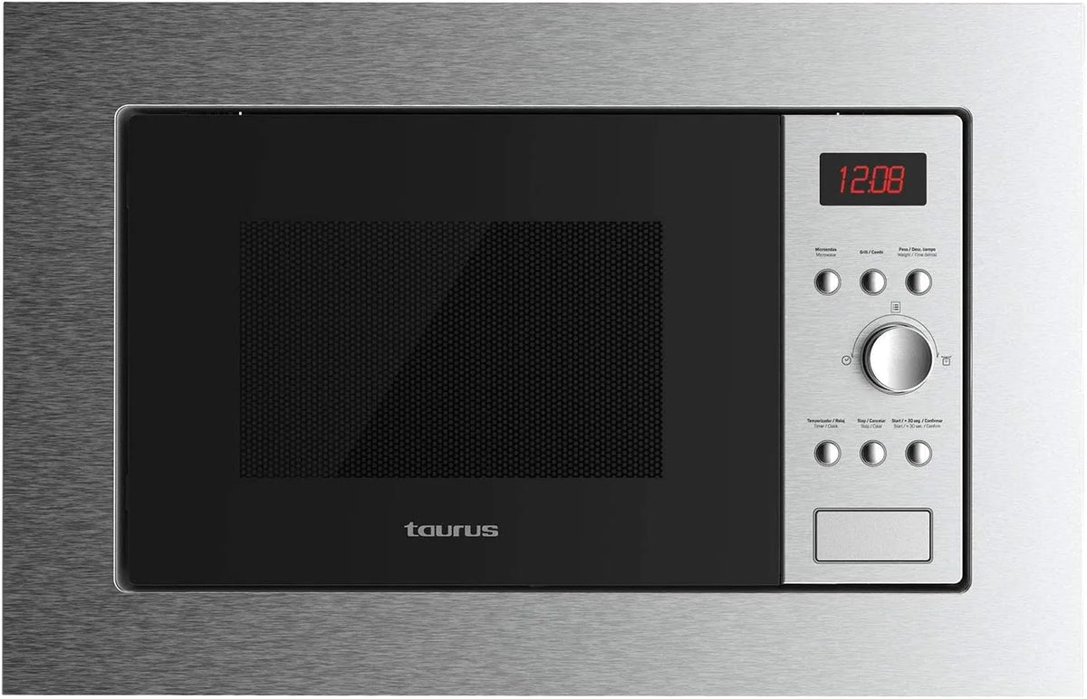 Taurus MO20IxD Micro-ondes, 20 L, 800/1000 W, encastrable, minuteur, gril, acier inoxydable, four micro-ondes