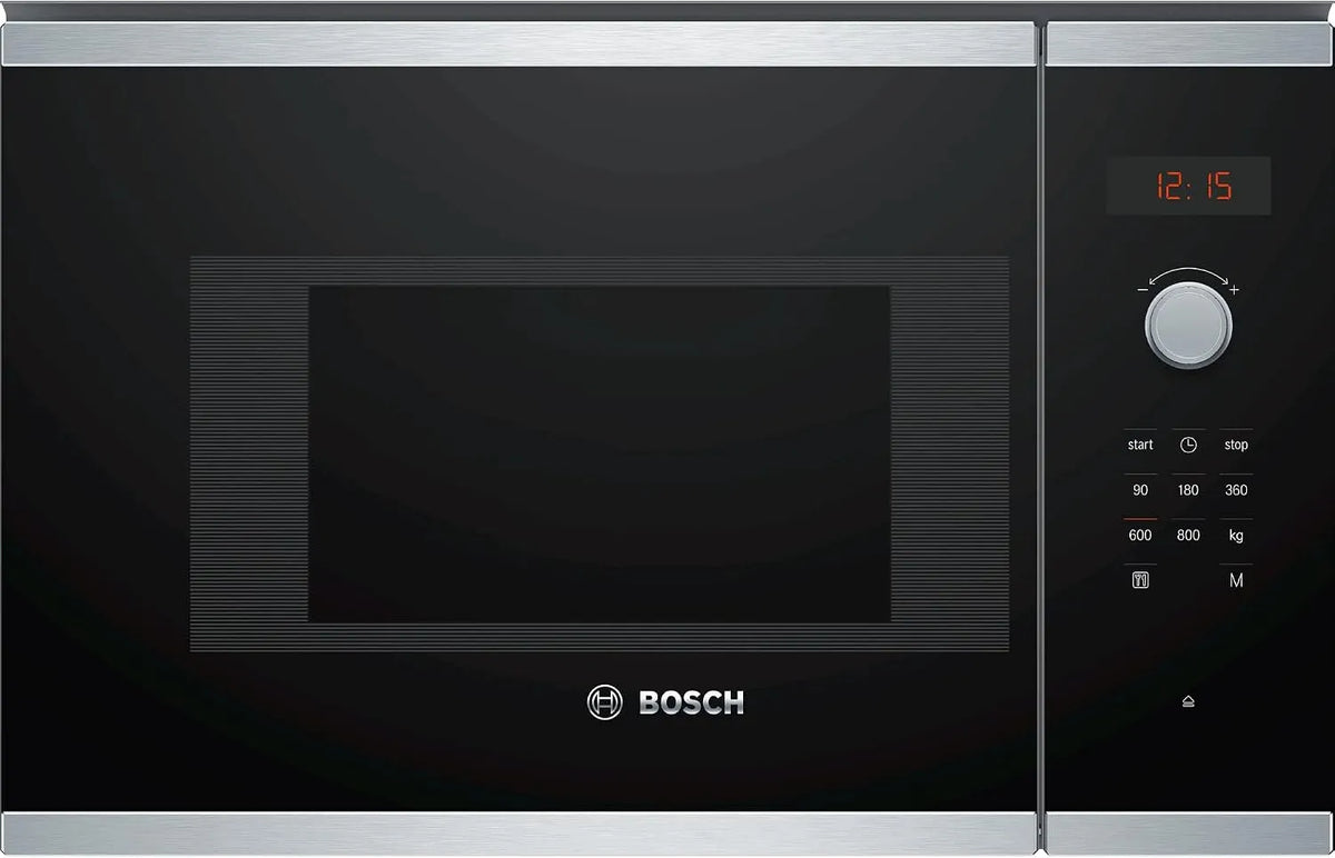Bosch BFL523MS0 AutoPilot7 Micro-ondes, 2 x 59.4 cm, encastrable, acier inoxydable, four micro-ondes, Cavité en inox, Série 4, Boutons push-pull