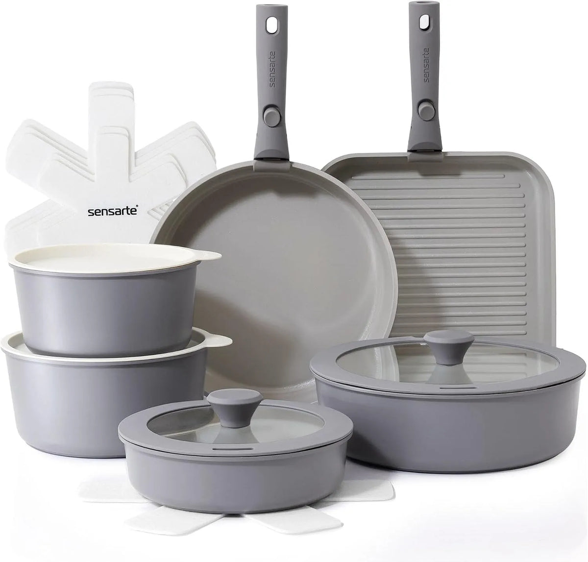 Batterie, batterie de casseroles et poêles, compatible induction, 17 Pièces, Cuisine 17 Pièces Tous Feux Compatible, SENSARTE
