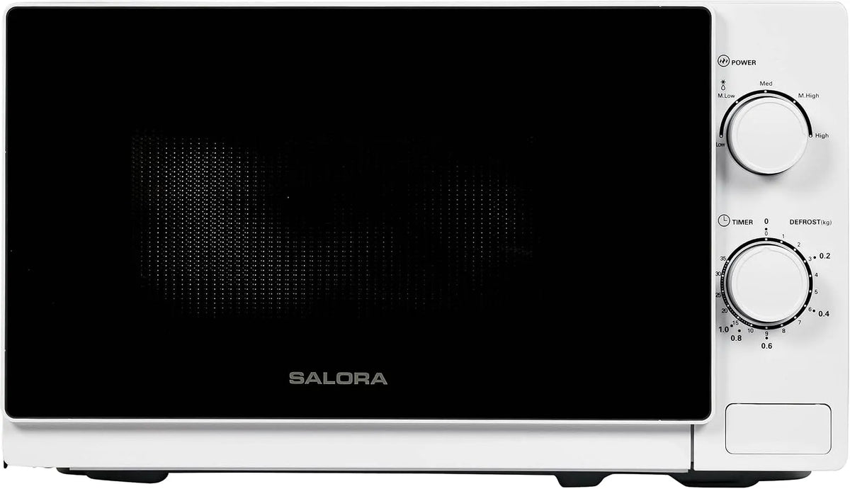Micro-ondes, 20 L, 700 W, Salora 20MSM700, minuteur, camping, décongélation, Plateau Tournant 255 mm, Minuterie 35 min, 5 Puissances, Four Micro Onde