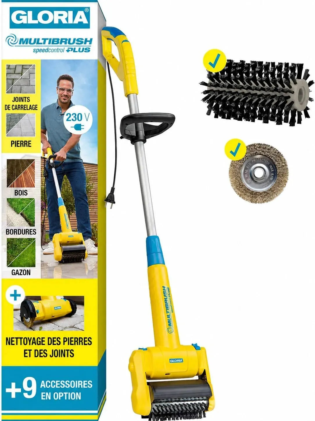 11-en-1 Brosse, bois, pour terrasses, GLORIA, MultiBrush speedcontrol