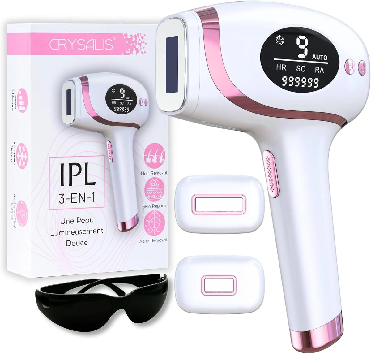 3-en-1 appareil d'épilation électrique pour femme, pour Visage & Corps, CRYSALIS