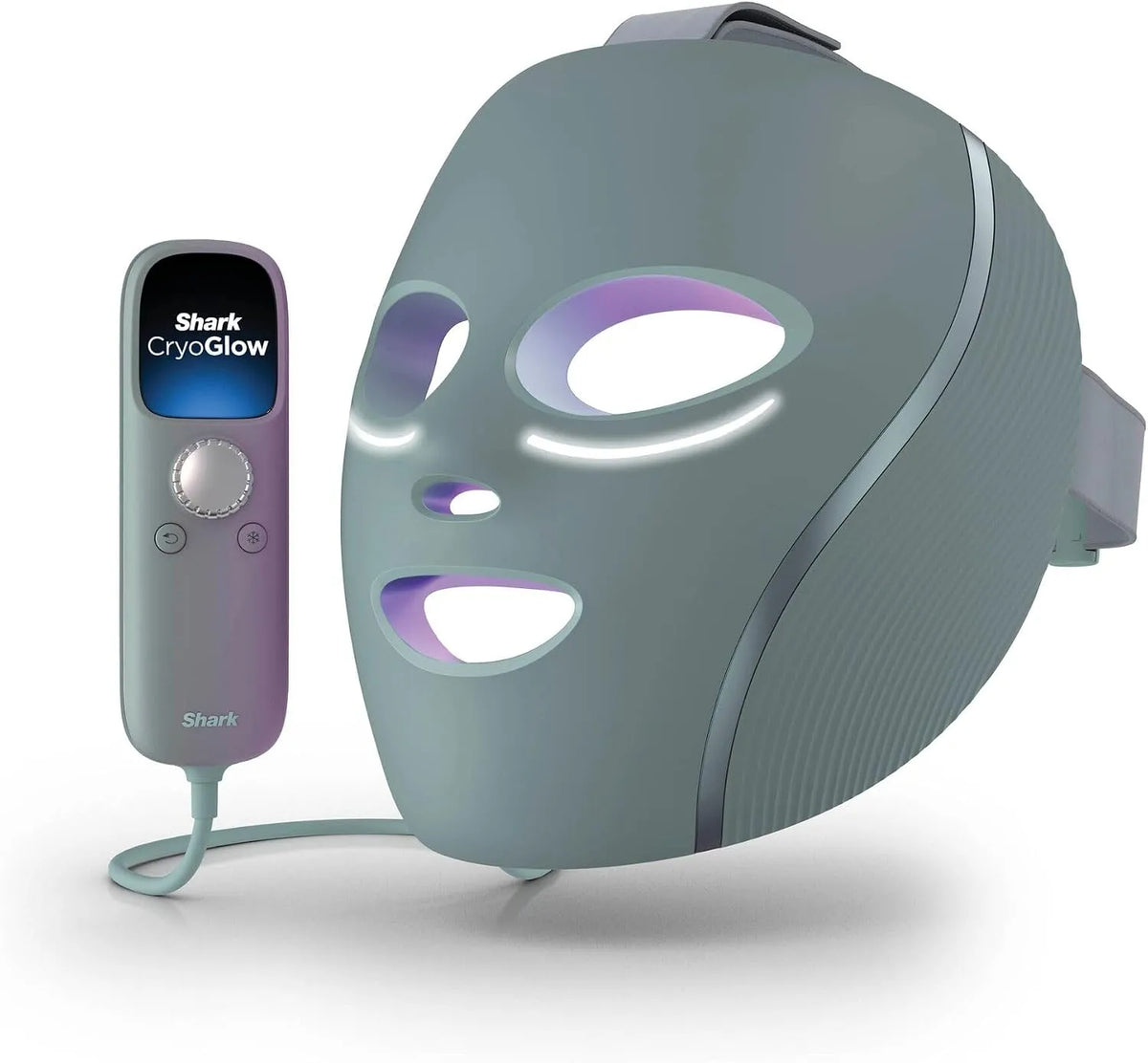 télécommande, Shark CryoGlow Masque facial à LED avec refroidissement sous les yeux, anti-âge et réparation des imperfections, LED rouge et bleue