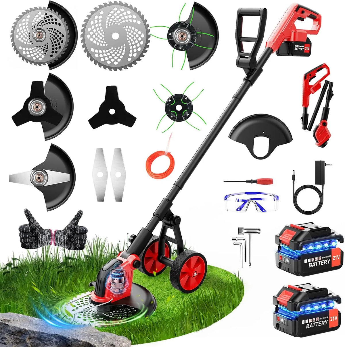 3.0Ah 4-en-1 Batterie, 12 pouces, 21 V, sans fil, pour Jardin