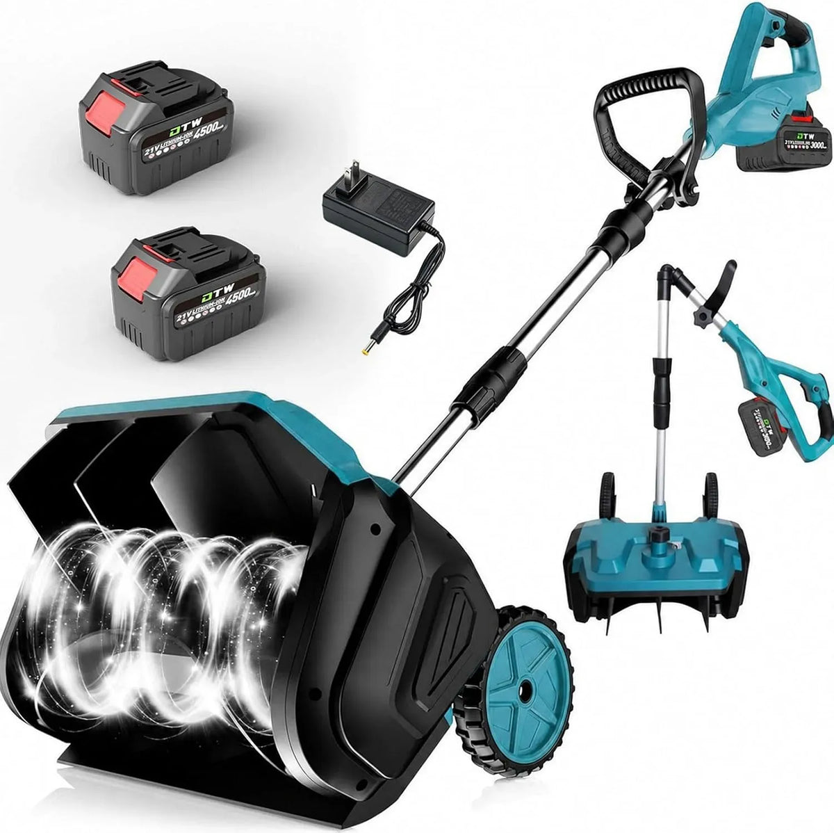 4.5Ah Chargeur, moteur, machine de déneigement, 40,6 cm, 21 V, 7,6 m, sans fil