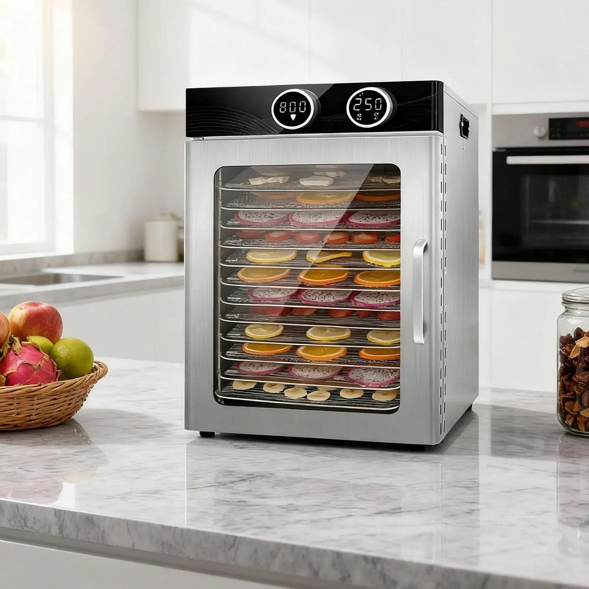 12Layer Pour Viande Séchée, pour Déshydrateur Alimentaire Professionnel, Fruits Et Friandises Pour Chiens, 6/12 Plateaux, Réglable De 30 À 90 °C